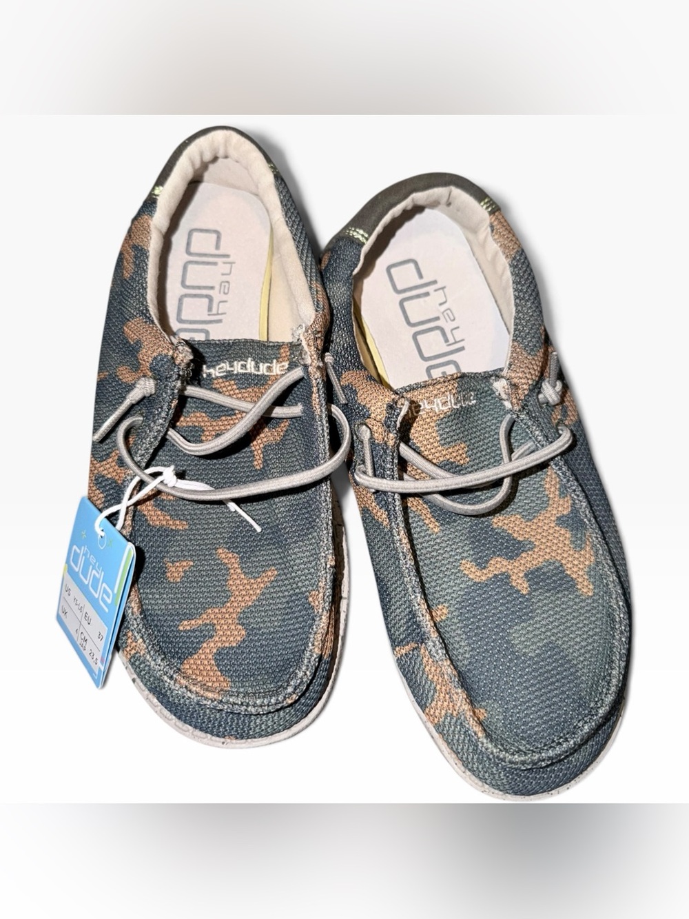 Hey Dude Kids Camouflage Canvas Sneakers - Green and Tan